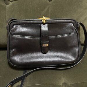 Goldpfeil Black Leather Shoulder Bag
